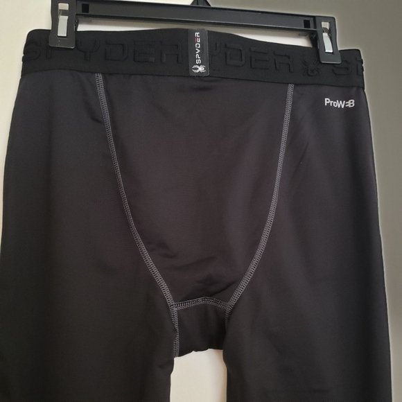 Spyder Active Mens Black Legging Tights Base Layer Banded Pro Web New Medium - Picture 4 of 13